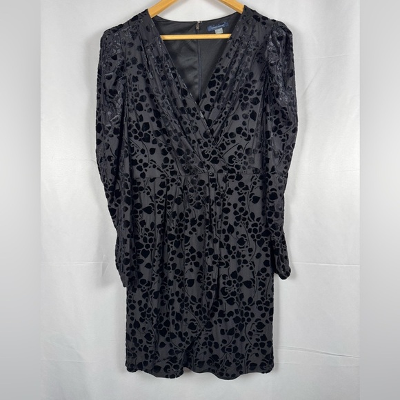 Tommy Hilfiger Cocktail Dress Velvet Burnout Holiday Whimsigoth Dark Feminine 10 - Picture 2 of 12